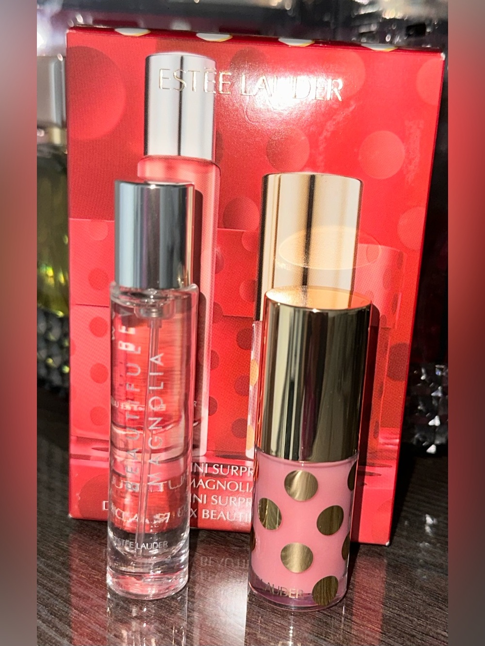 Estée Lauder 2pc Beautiful Magnolia EDP Joyful Lip Oil+Gift Duo Sold Out (Empty) - Picture 6 of 7